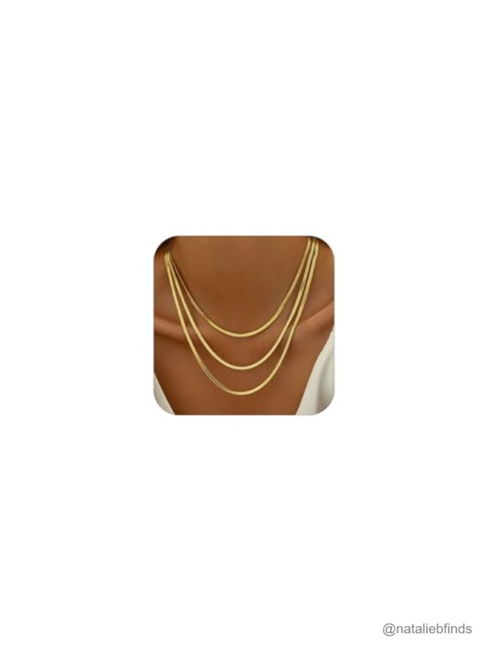 18K Gold Plated Herringbone Necklace Set 3 Layered Chains Non Tarnish